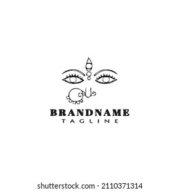durga goddess of power, divine mother of the universe logo cartoon icon design black modern isolated vector illustration