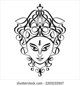 Durga Goddess Of Power, Divine Mother Of The Universe Vector Art Illustration