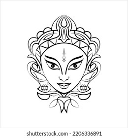 Durga Goddess Of Power, Divine Mother Of The Universe Vector Art Illustration