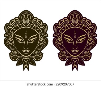 Durga Goddess Of Power, Divine Mother Of The Universe Vector Art Illustration