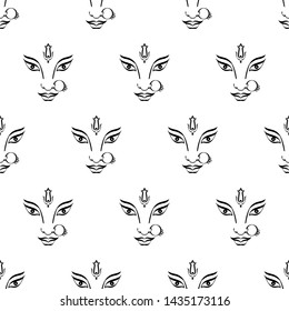 Durga Goddess Of Power Seamless Pattern, Divine Mother Of The Universe Design Vector Art Illustration