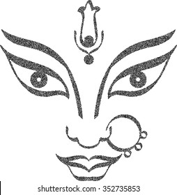 Durga Goddess of Power Stipple Effect Vector Art