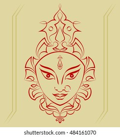 Durga Goddess of Power Vector Illustration