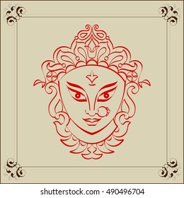 Durga Goddess of Power Vector Illustration