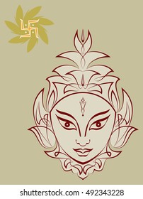 Ilustración de la diosa Durga del vector de poder
