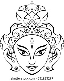 Durga Goddess of Power Vector Illustration