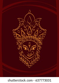 Durga Goddess of Power Vector Illustration