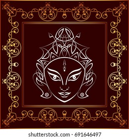 Durga Goddess of Power Vector Illustration