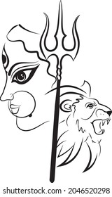 Durga Goddess with sword on a lion