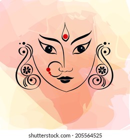 Durga Hindu Goddess. Vector.