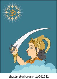 Durga Indian Goddess and Aum