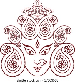Durga Indian Goddess ornamental design