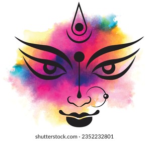 Illustration der Göttin durga Gesicht für indische Festival desshra Hintergrund. kreative Vektorgrafik für Shubh navratri oder durga puja Feier