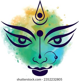 Ilustración de la cara de la diosa durga para el fondo del festival indio desshra. vector creativo para la celebración de shubh navratri o durga puja