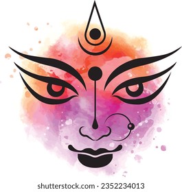 Durga. llustration of goddess durga face for indian festival desshra background. creative vector for shubh navratri or durga puja celebration