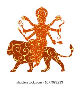 Durga pattern silhouette traditional religion spirituality