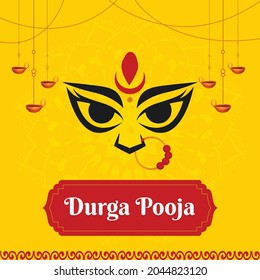Durga Pooja Banner Template Design.