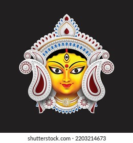 Durga Puja 2023 Durga Devi Face Stock Vector (Royalty Free) 2203214673 ...