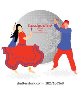 Durga Puja celebration poster. Graba dance and dandiya night abstract. Banner design.
