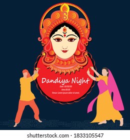 Durga Puja celebration poster. Graba dance and dandiya night abstract. Banner design.