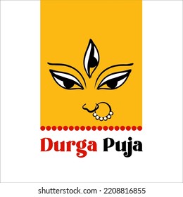 Durga Puja Creative Illustration of Goddess Durga Maa, Religious Festival Happy Navratri.