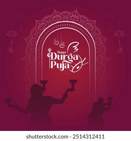 Durga Puja Decorative Frame Background Template, Happy Durga Puja Background Illustration