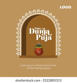 Modelo decorativo quadro de fundo puja Durga, Oferta puja Durga, Venda, Marca puja Durga, Fundo puja Durga. Postagens em Mídias Sociais, modelo de design de cartão de saudação