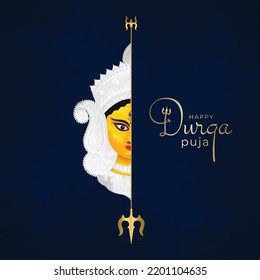 Durga Puja Dussehra Navaratri, publicación en medios sociales. Ilustración de Ma Durga Face