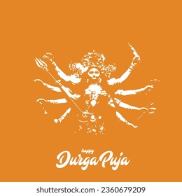 Durga Puja Dussehra Navaratri, publicación en medios sociales. Ilustración de Ma Durga Face
