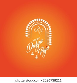 Durga puja English Typography, Hindus annual Festival, Puja wish card, Puja background, Durga puja art, Illustration.     