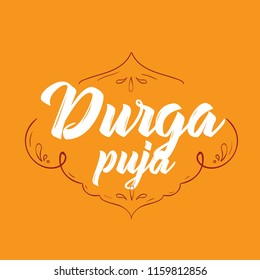 Durga puja. Festival of India. Vector typography set for banner, logo design. svg