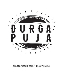 Durga puja. Festival of India. Vector typography set for banner, logo design.