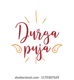 Durga puja. Festival of India. Vector typography set for banner, logo design.