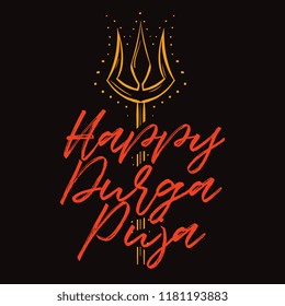 Durga puja. Festival of India. Vector typography set for banner, logo design.