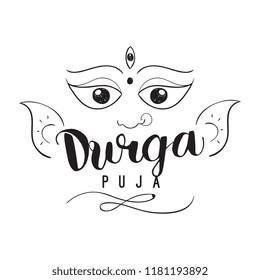 Durga puja. Festival of India. Vector typography set for banner, logo design.