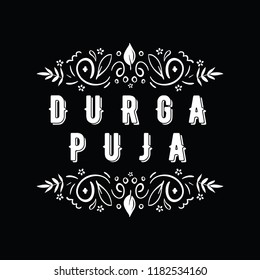 Durga puja. Festival of India. Vector typography set for banner, logo design.