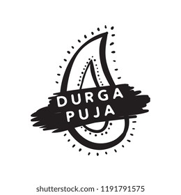 Durga puja. Festival of India. Vector typography set for banner, logo design.
