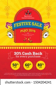 Durga Puja Festival Offer Poster Design Layout Template Background Vector Illustration