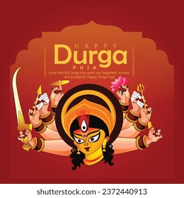 Durga Puja con la diosa Durga ilustración facial del festival indio Navratri