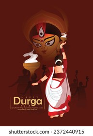 Durga Puja con la diosa Durga ilustración facial del festival indio Navratri