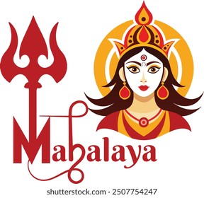 Durga Puja Hindu Festival Mahalaya Typography Vector Design