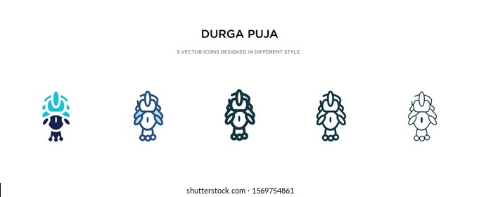 durga puja icon in different style vector illustration. two colored and black durga puja vector icons designed in filled, outline, line and stroke style can be used for web, mobile, ui