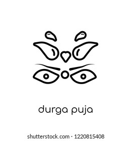 durga puja icon. Trendy modern flat linear vector durga puja icon on white background from thin line india collection, editable outline stroke vector illustration