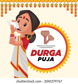 Durga puja Indian festival banner design template.