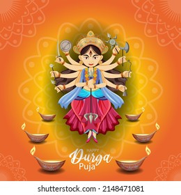 Durga Puja Indian festival banner illustration