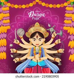 Durga Puja Indian festival banner illustration