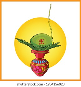 Durga Puja Kalash Vector Illustration