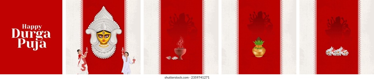 Durga Puja Sale Banner for Festival offer, Discount, Sales Tags Creative Design