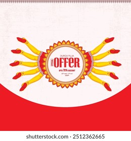 Durga Puja Sale, Happy Durga Puja, Offer, Vector illustration Art. 
