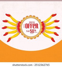 Durga Puja Sale, Happy Durga Puja, Offer, Vector illustration Art. 
